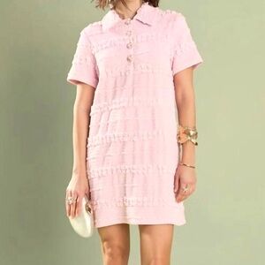 Anthropologie English Factory Pink Textured Mini Dress SZ M  EUC